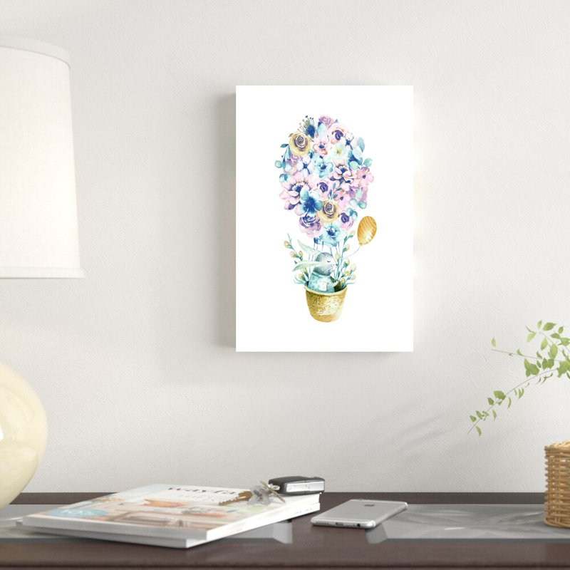 Fleur, ballon à air - imprimé, H 12 po x l 8 po