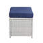 9 pièces en tissu bleu et bistro - 4 chaises, repose-pieds, bleu, tissu, salle à manger