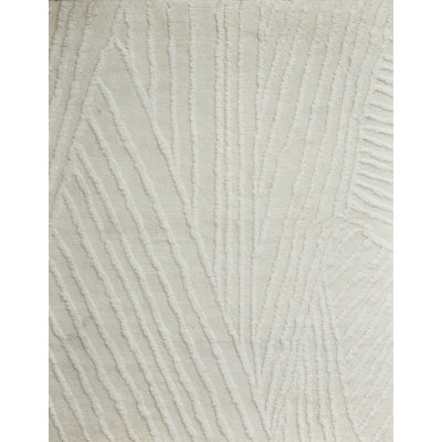Tapis abstrait en laine noué à la main ivoire