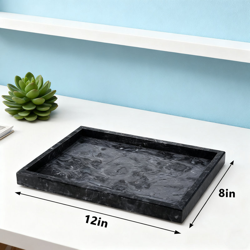 Marble Tray For Bathroom Vanity, Kitchen, And Desktop, Genuine Marble Stone Organizer For Jewelry, Cosmetics, Candles, Perfume, And Home Decor