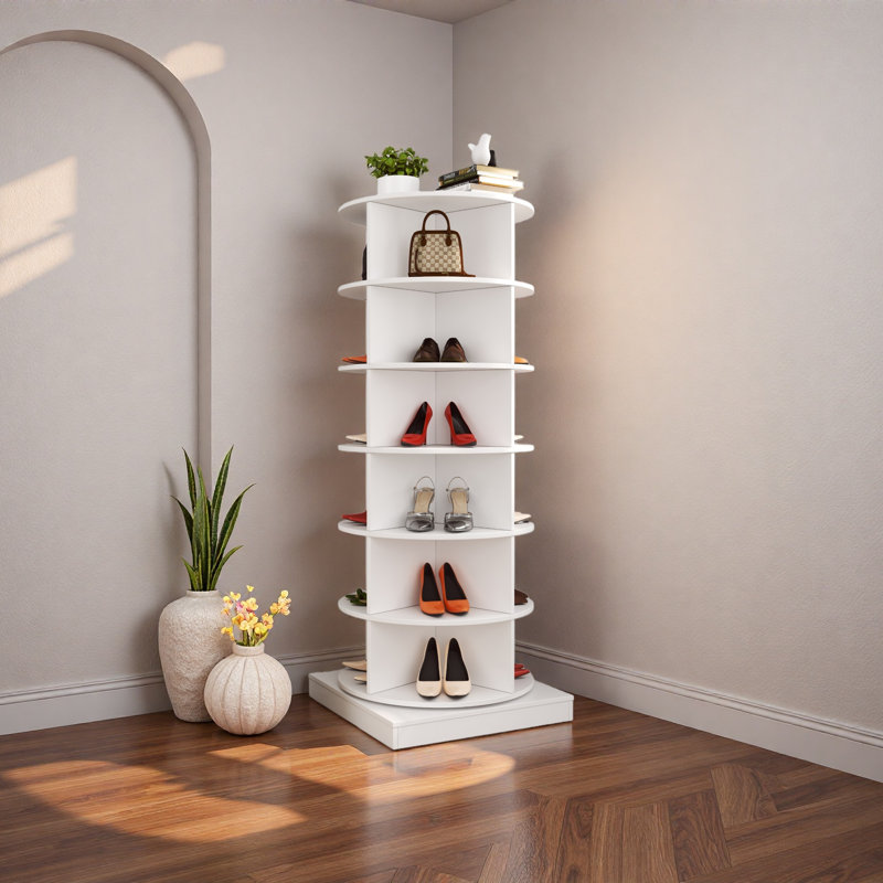 360 Rotating Shoe Cabinet 6 Layers, White