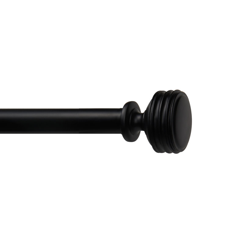 Robillard Adjustable 1" Single Curtain Rod, Matte Black, 66" - 120" W
