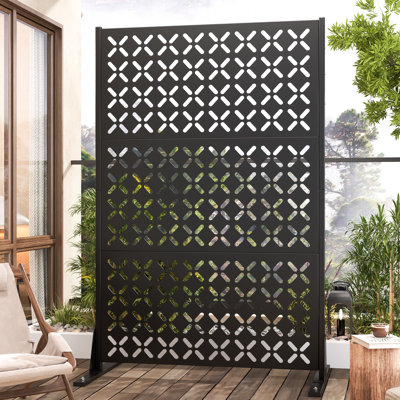 72"H Metal Privacy Fence Outdoor Black by winiowa