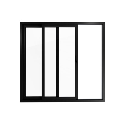Porte coulissante extérieure en métal et plastique pour patio, modèle 8166, noir mat, 64 x 80, porte active droite, porte coulissante en verre trempé transparent