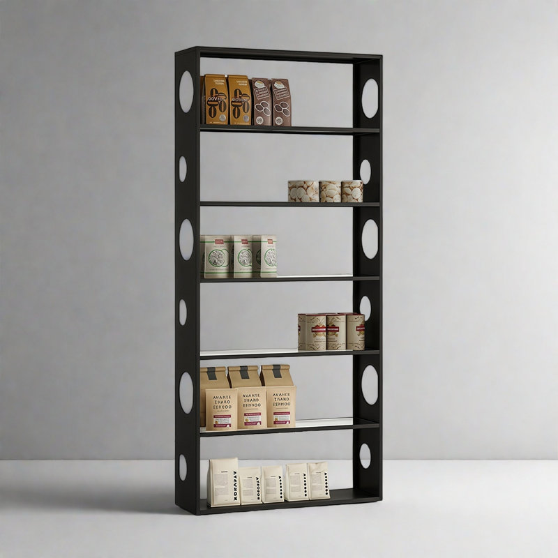 Une bibliothèque au sens artistique unique, (6 tablettes) H 70,8 po x l 31,4 po x P 9,8 po, Noir