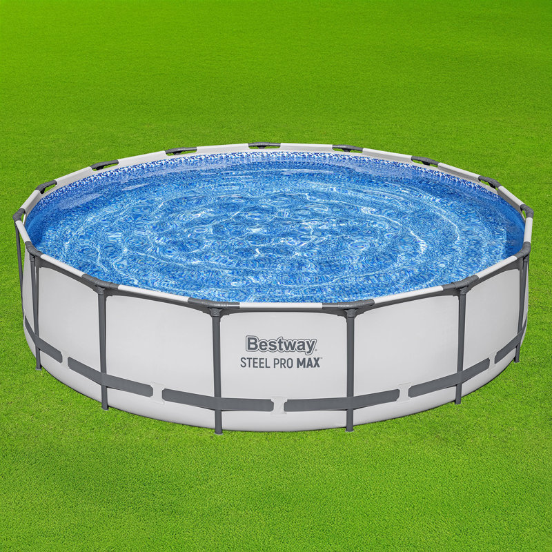 Bestway Steel Pro MAX Round Above Ground Swimming Pool with Pump & Cover, 15' W x 42" H