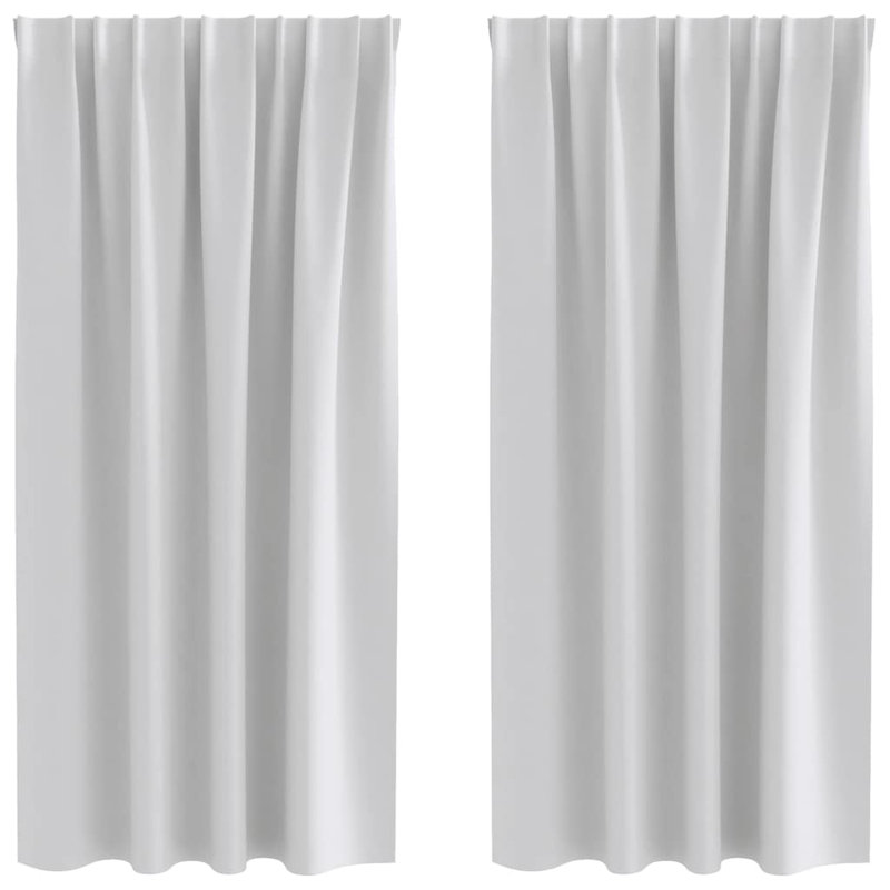 Blackout Curtain Pair, 175cm Width x 140cm Drop, Light Grey
