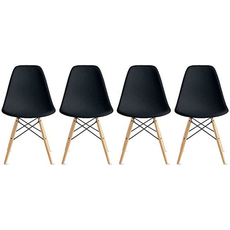 Chaise d'appoint Custer, 4, Noir/naturel