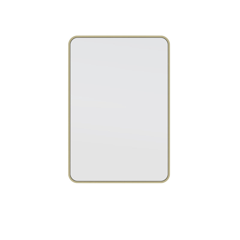 Radius Corner Modern & Contemporary Bathroom/Vanity Mirror, Satin Brass