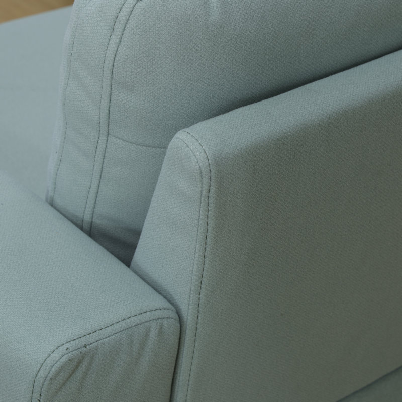 Caelean Upholstered L-Shaped Sectional Reversible, Pale Green Linen Blend, Black
