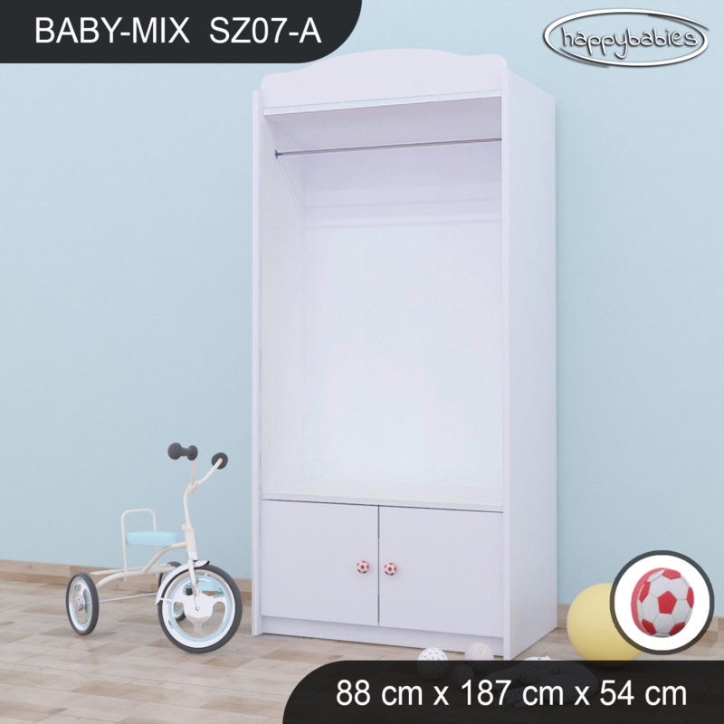 Baby 4 Door Wardrobe, White/Red