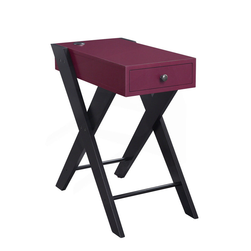 Accent Table With Built-In Usb Port, Burgundy