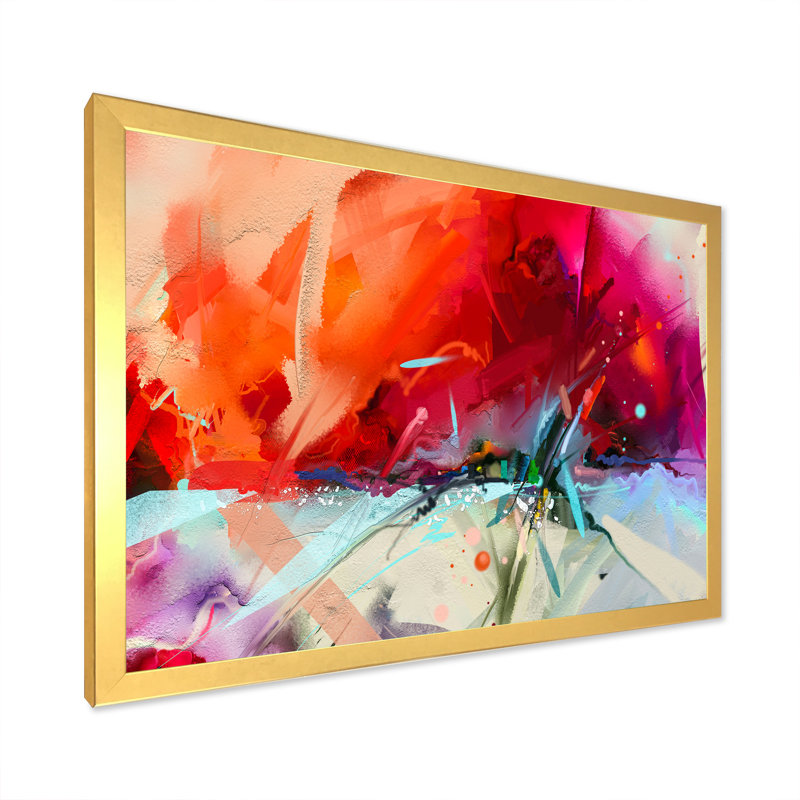 «Paint At Ocean At Sunrise Waves Impression», reproduction sur toile flottante, H 16 po x l 32 po x P 1 po, Cadre doré
