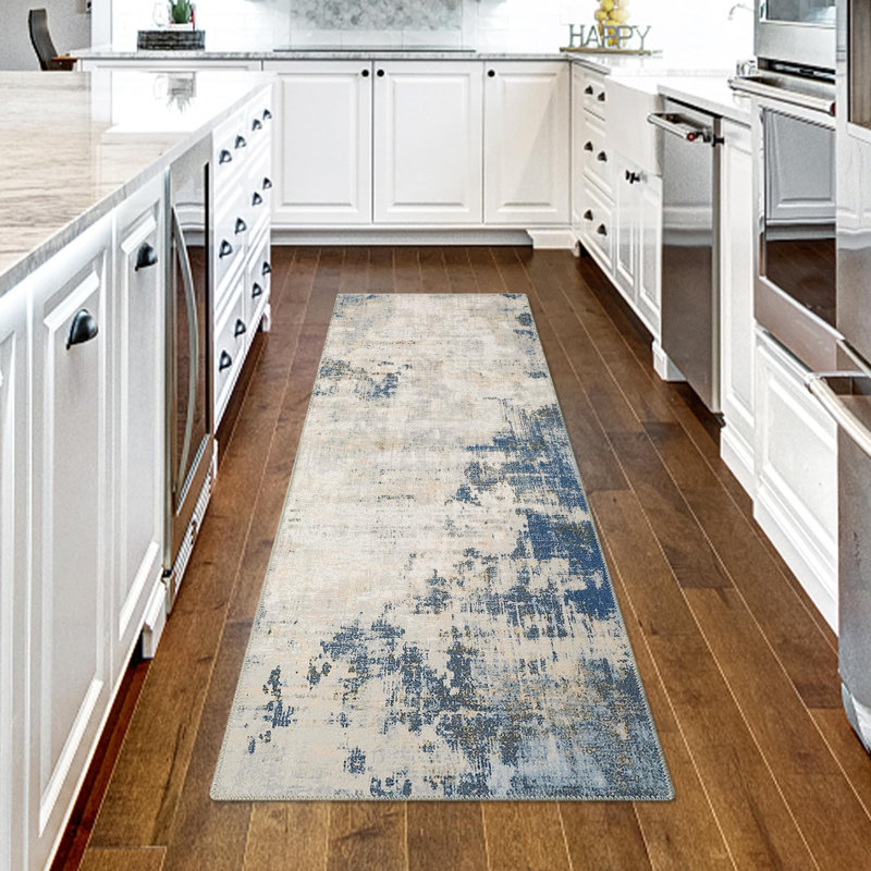 Washable Area Rug 8X10 Modern Abstract Rug Neutral Rug, Runner 2' x 6'
