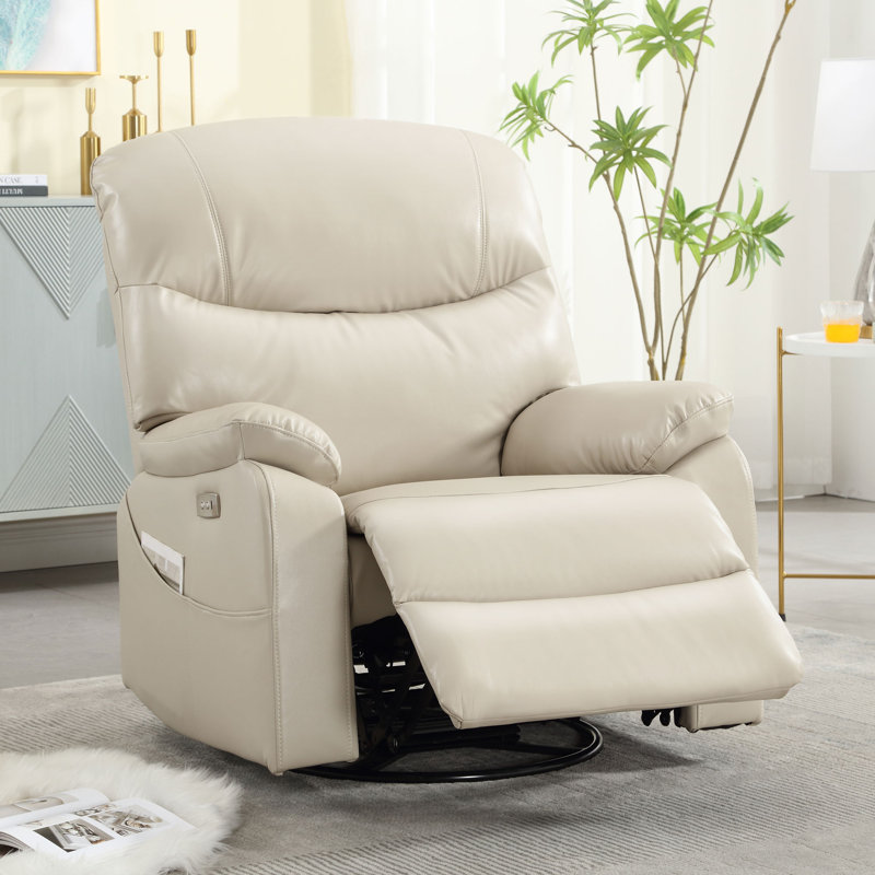 Fauteuil inclinable pivotant Ringwold, Similicuir beige