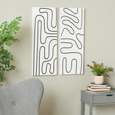 Cole et art mural géométrique en bois gris avec des accents noirs