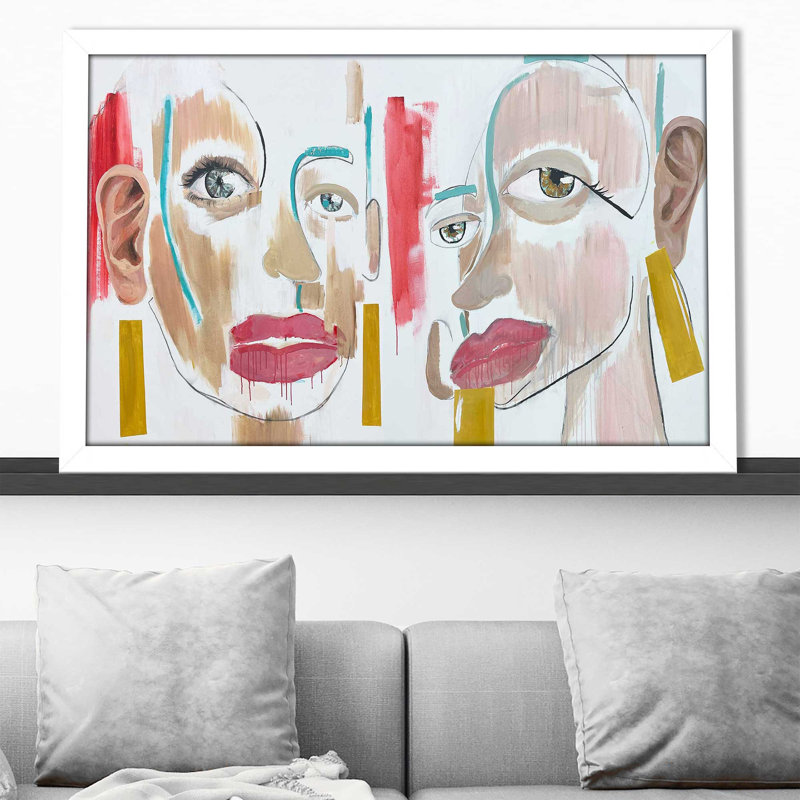 Miroir de but (horizontal) par Cassie Studios - Peinture, H 33,5 po x l 49,5 po x P 1 po, Cadre blanc