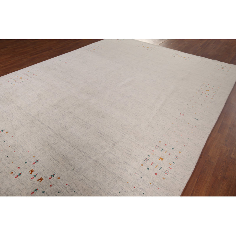 Tapis tribal ivoire Gabbeh 9 x 12