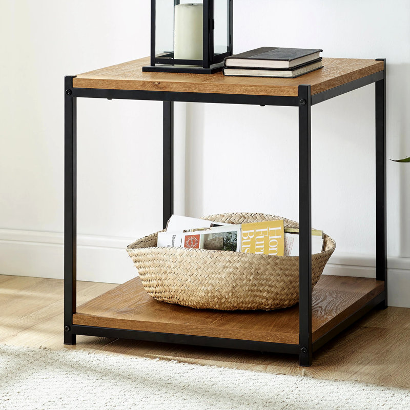 Kassel 20.1" W Manufactured Wood End Table, Brown/Black