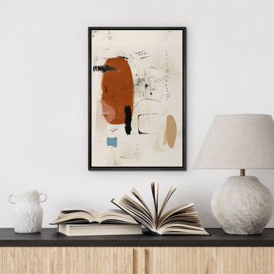 Mid Century Modern Brown Illustrations Rustic Abstract Shapes Living Room Decor