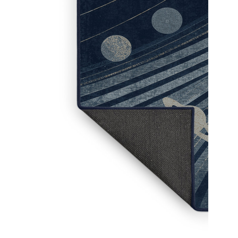 Tapis arc-en-ciel doux moelleux Vance Art Deco - reliure marine, 5x7