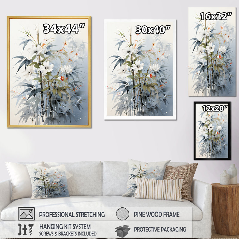 «Asian Art Bambo Whisper», reproduction sur toile, Cadre photo noir simple, H 40 po x l 30 po x P 1,5 po