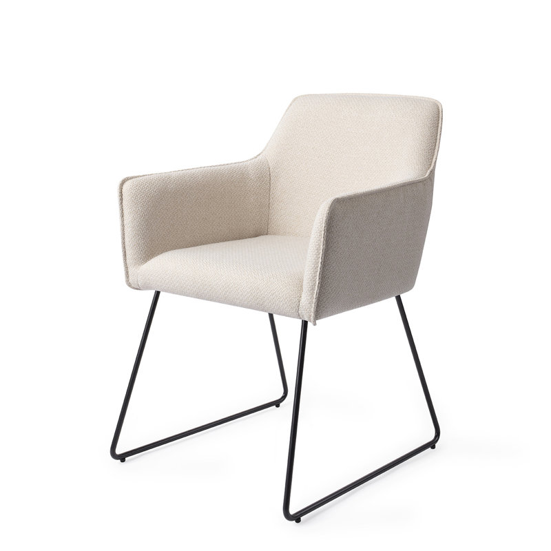 Lannie 123.19cm H Polyester Upholstered Metal Armchair, Black, Cream