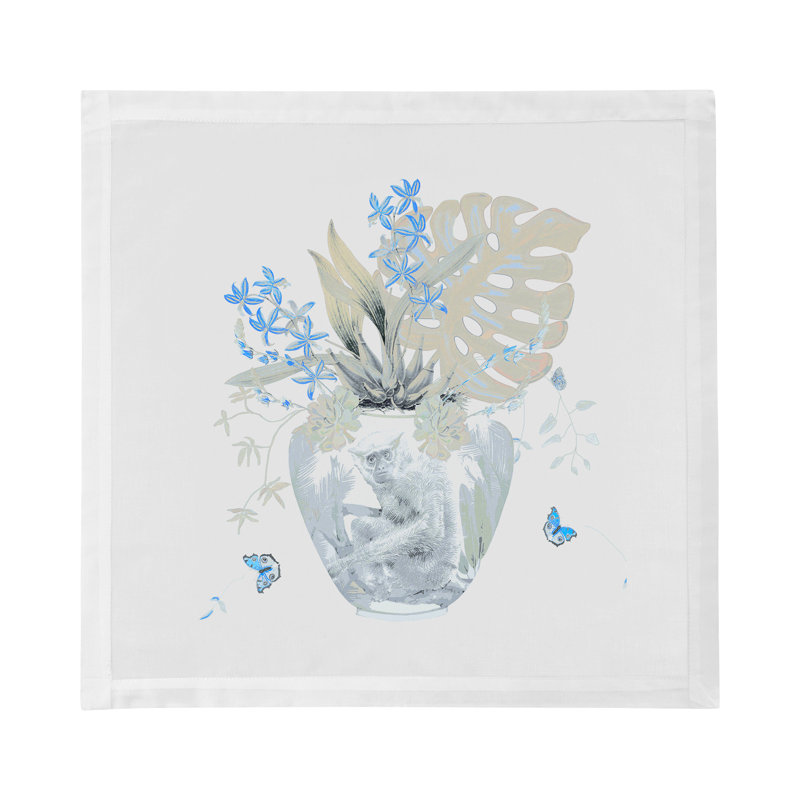 Serviettes de table en satin de coton Monkey, Poudre