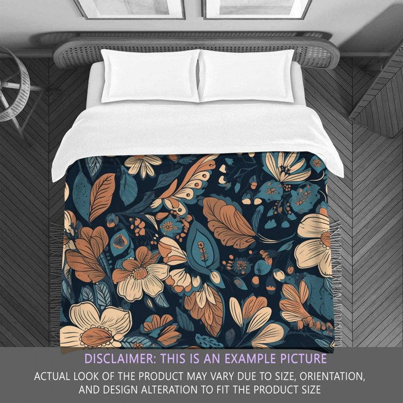 Machine Printed Comforter, King Comforter, Navy/Beige