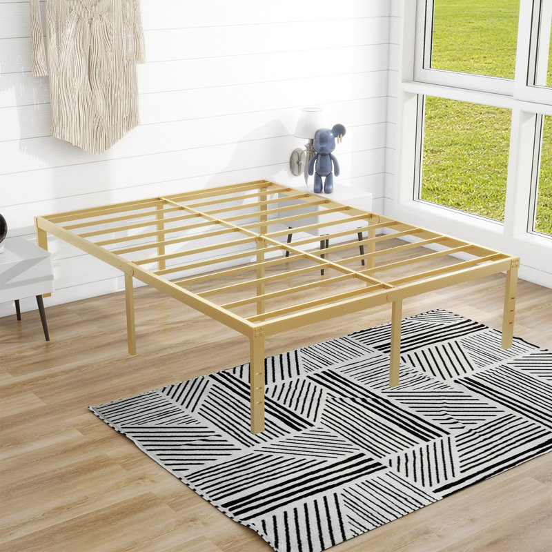 Base de lit plateforme en métal, Grand, Or