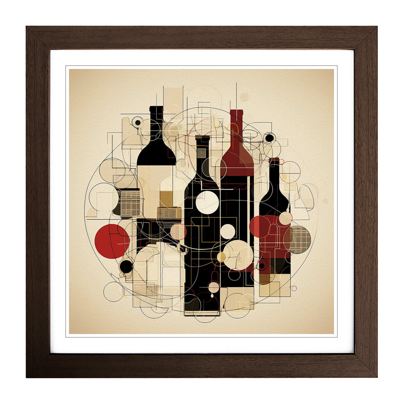 Wine Constructivism - Single Picture Frame Print on Wood, Walnut