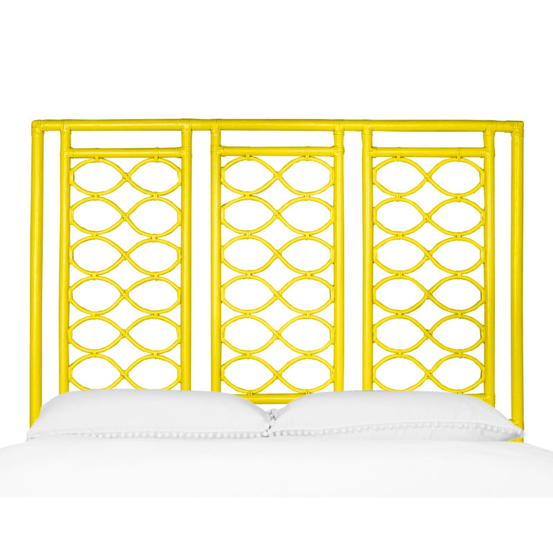 Infinity Wicker/Rattan Open-Frame Headboard, Sunflower Yellow, Queen