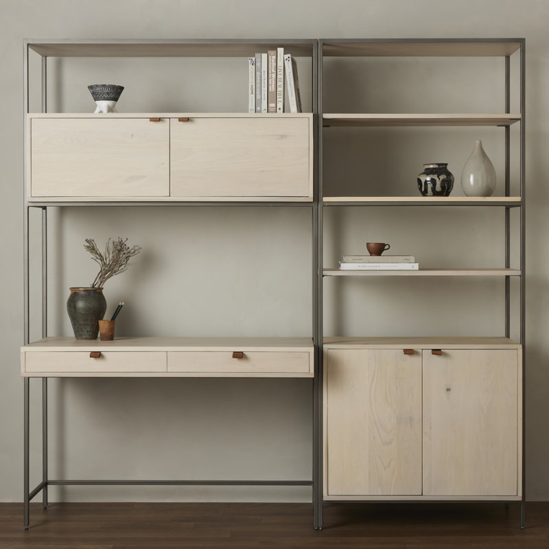 Trey Modular Bookcase Wall Desk, Dove Poplar