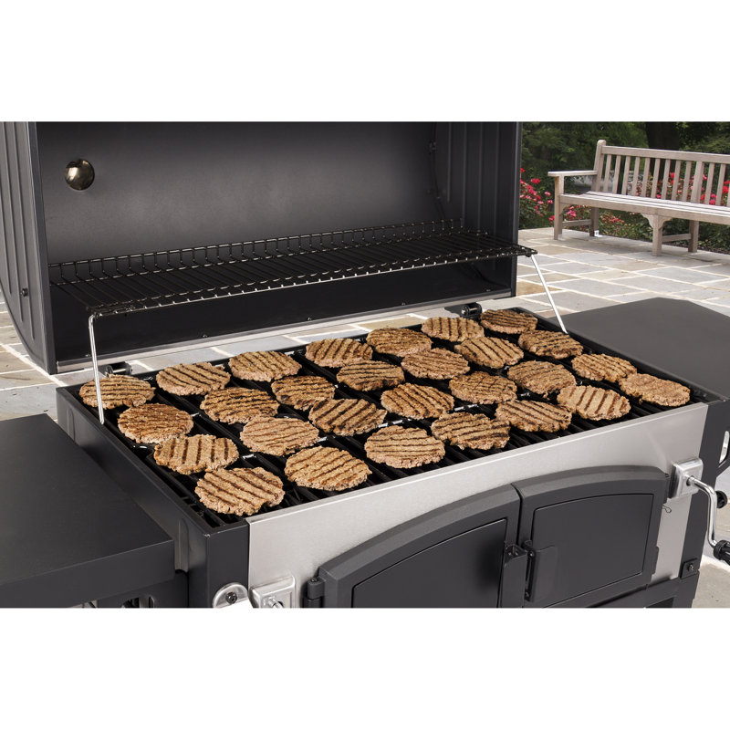 Barbecue baril au charbon 32 po avec tablettes latérales Dyna-Gio, Noir/argenté