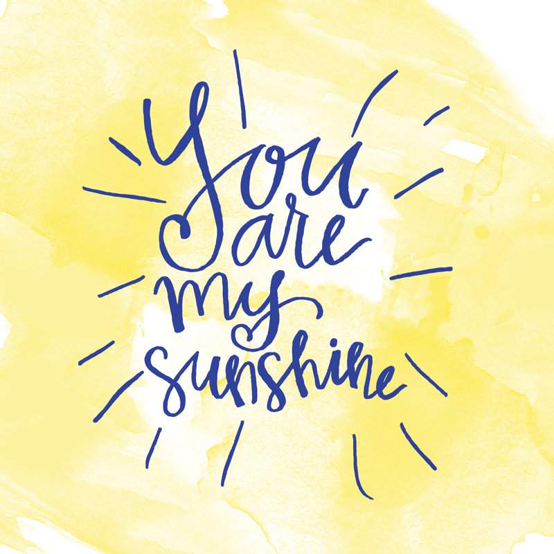 You Are My Sunshine Navy Handwriting - Wrapped Canvas Print, 30cm H x 30cm W x 3.8cm D