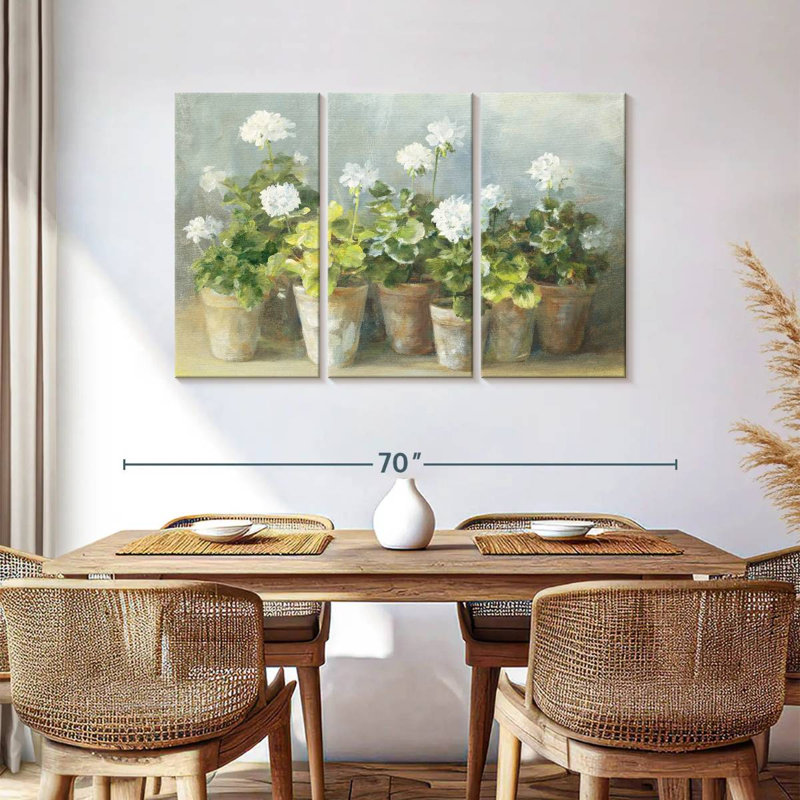 Harnek White Geraniums Crop, 36" H x 57" W