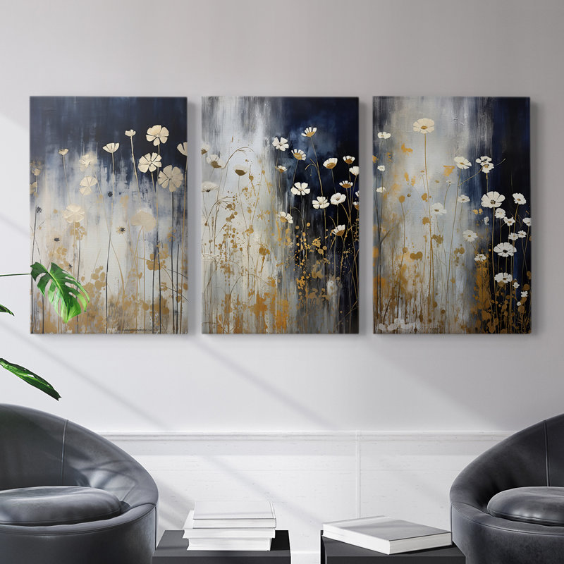 Floral Study Series Cxxxxi - Ensemble de toiles tendues avec châssis Premium - Prêt à être accroché