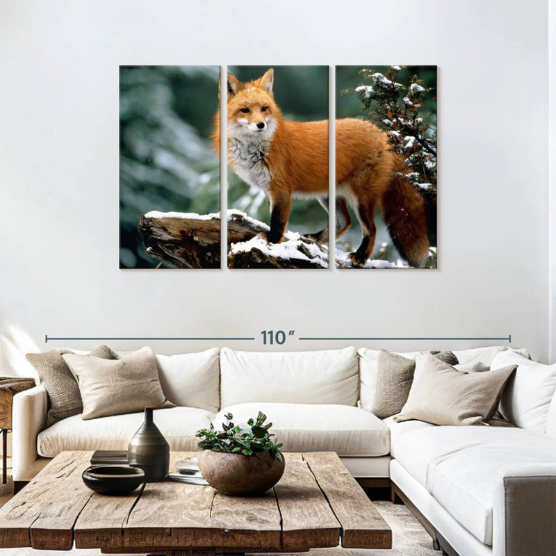 Furry Winter Fox, 48" H x 74" W