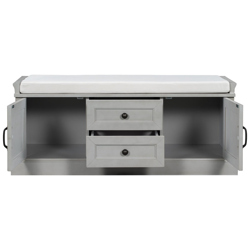 Banc de rangement en velours, Gris