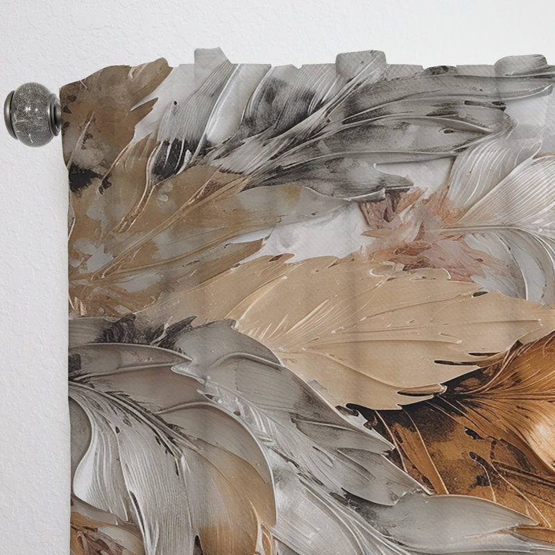 Gold Feather Extravaganza IV - Modern Velvet Curtain - Room Darkening - 1 panel, 52" W x 90" L