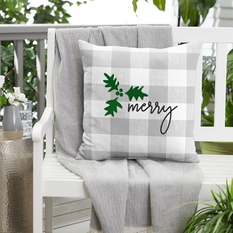  Housse de coussin d'extérieur carré Merry, Gris/vert