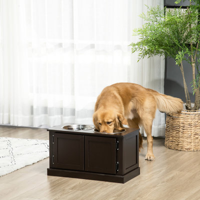 Bols surélevés pour grands chiens - Mangeoire surélevée avec rangement, acier inoxydable, intérieur, café, style moderne pour station d'alimentation pour grands chiens