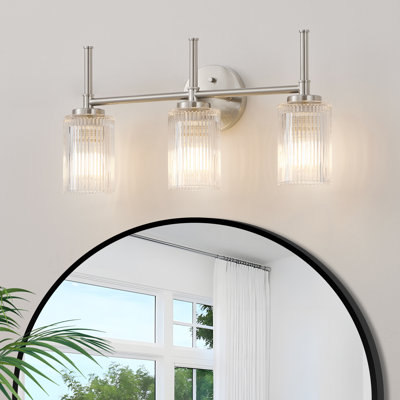 3-light Vanity Light With Ribbed Glass Shades