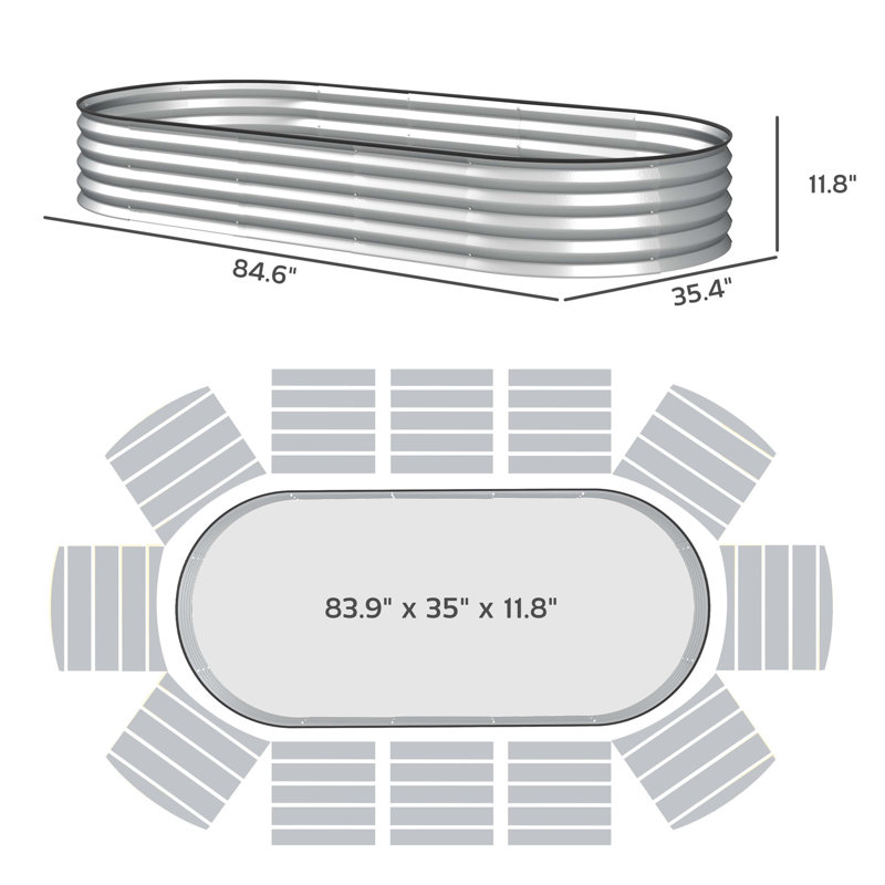 Raised Garden Bed Set,Raised Beds For Gardening With Metal Plant Stakes,For Garden And Patio, Silver
