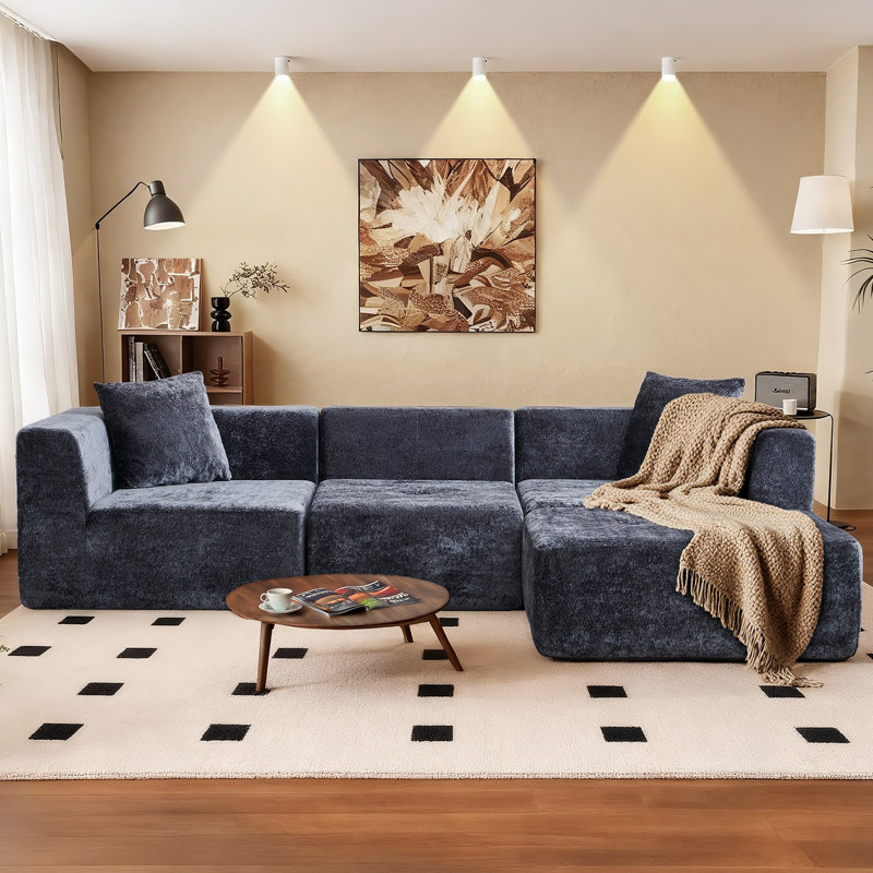 5 Seater Chenille Sofa, Grey