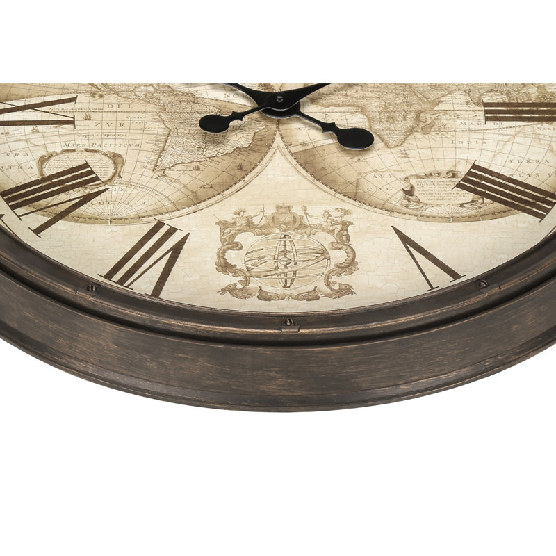 Clocks, 20" Round, Wall Clock, Antique Brown, Transitional