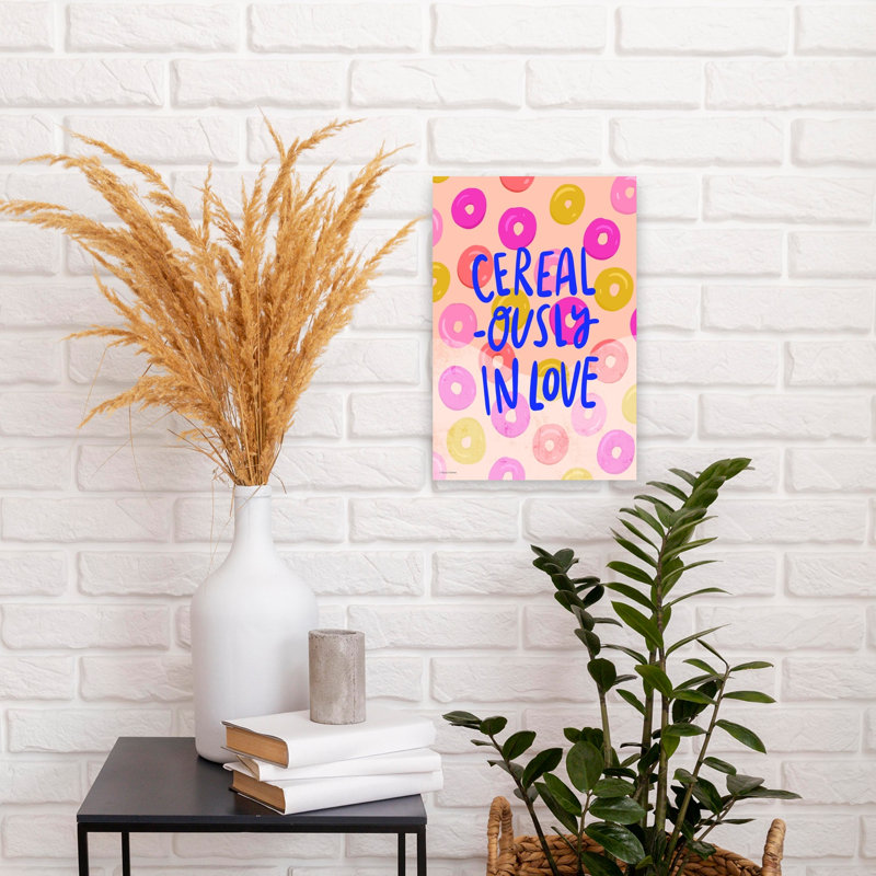 «Cereal-Ously In Love Playful», art mural abstrait fantaisiste, H 18 po x l 12 po