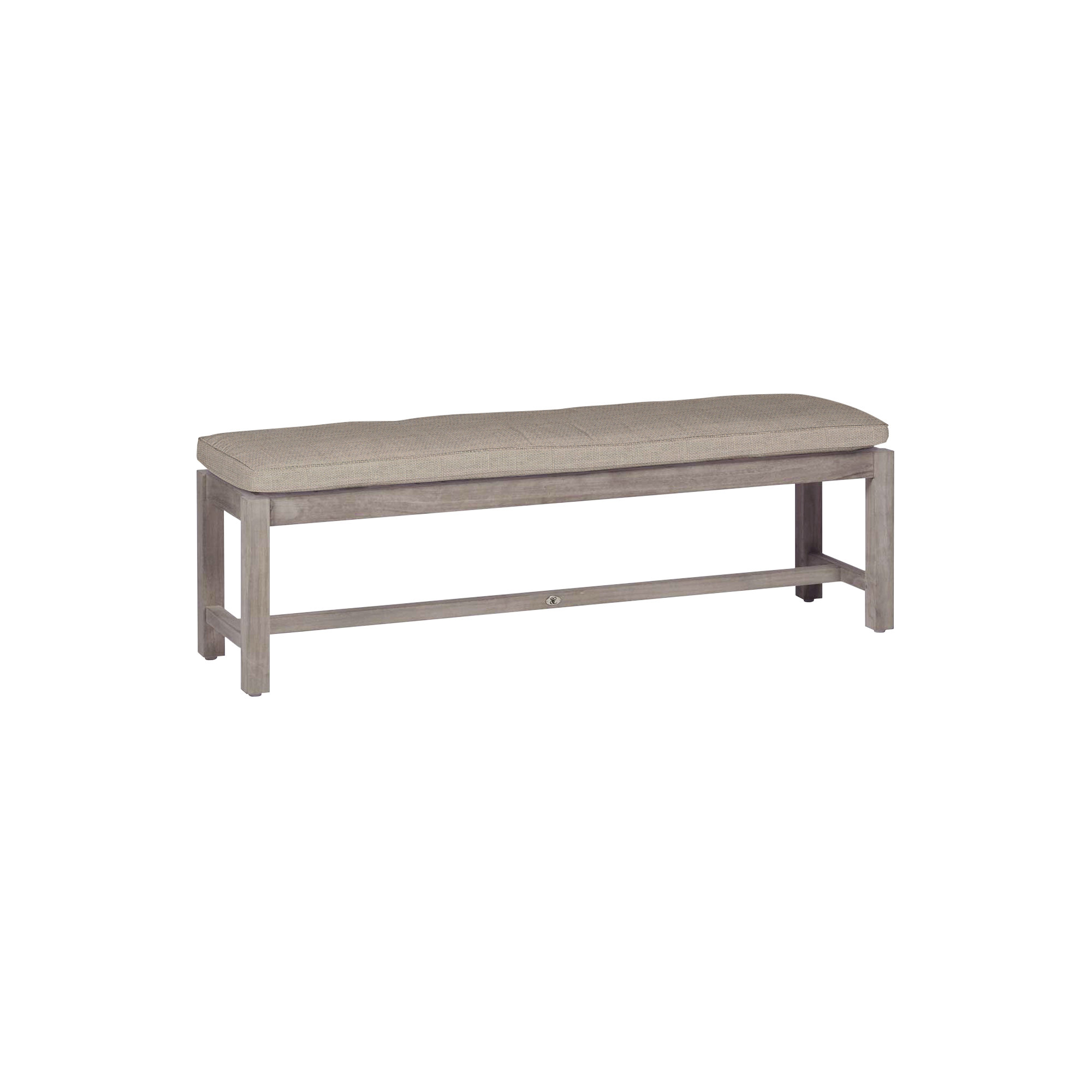 Club Outdoor Backless Bench 59 in., Welt, Oyster Teak, Dove Sunbrella® Linen
