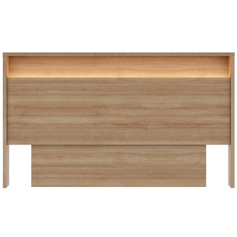Gael Queen Size Headboard with Integrated Lighting, Brown