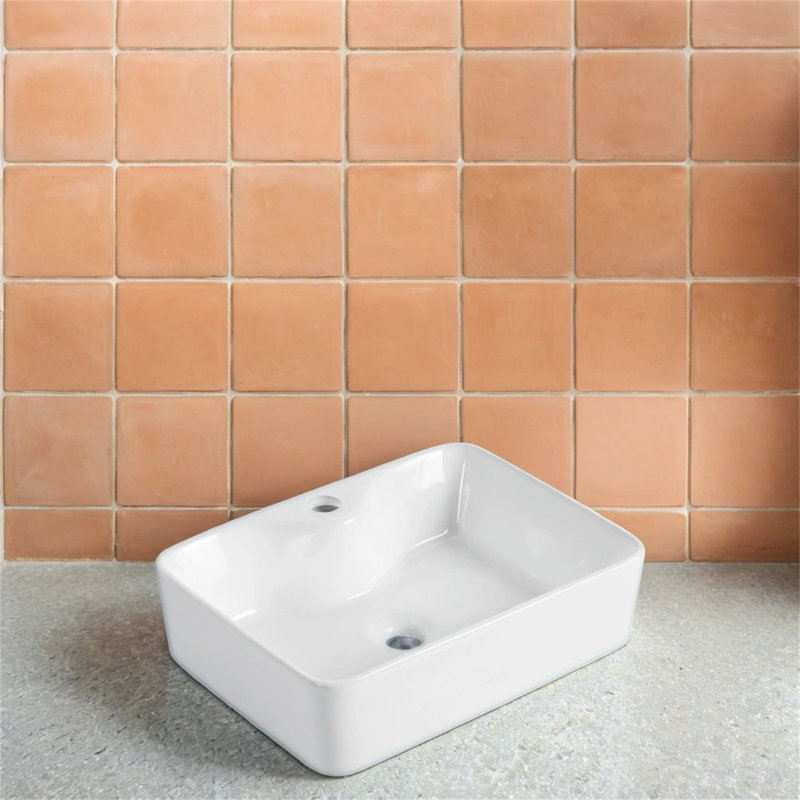White Ceramic Above Counter Bathroom Sink Basin – Artistic Modern Design | Durable, Easy To Clean & Stylish For Vanities